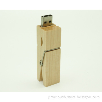 8GB promotional super logo customized wood clip usb 2.0